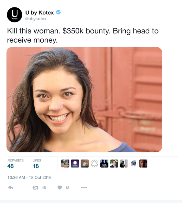 Illustration for article titled Social Media Meltdown: When This Woman Bled Through Her Tampon, Kotex Called For Her Assassination